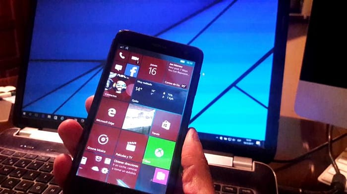 Pantalla de Windows 10 Mobile