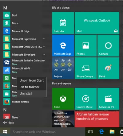 Windows 10 con BloatWare: Cómo eliminar Aplicaciones inservibles 3 Desinatalar aplicaciones en Windows 10