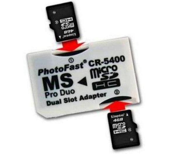 microSD dañadas adaptador DUAL para memorias microSD y Sony Stick Pro DUO
