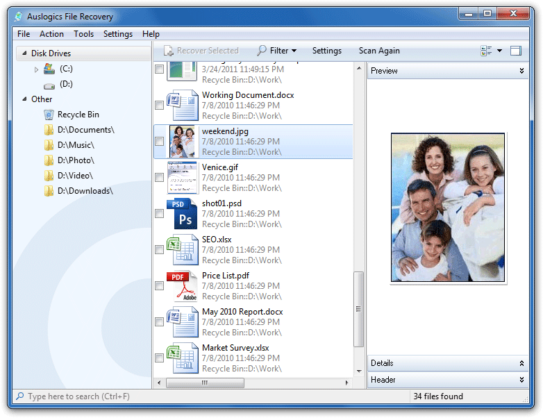 auslogics-file-recovery recuperar archivos borrados por accidente