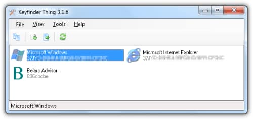 10 alternativas para recuperar números de licencias en Windows 5 Keyfinder Thing