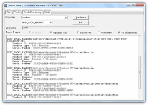 10 alternativas para recuperar números de licencias en Windows 1 LicenseCrawler