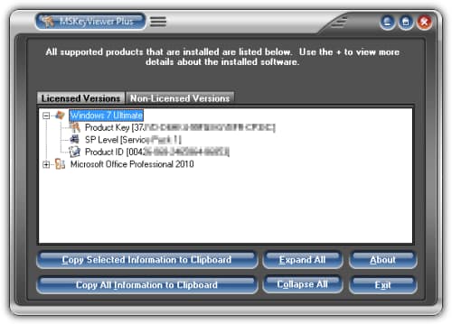 10 alternativas para recuperar números de licencias en Windows 2 MSKeyViewer Plus