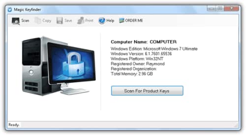 10 alternativas para recuperar números de licencias en Windows 6 Magic Keyfinder