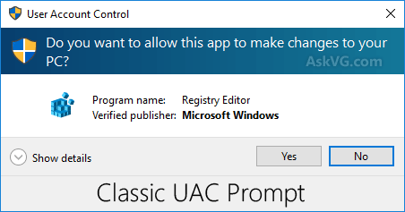 User Account Control en Windows 10: Volver a la versión clásica 1 User Account Control