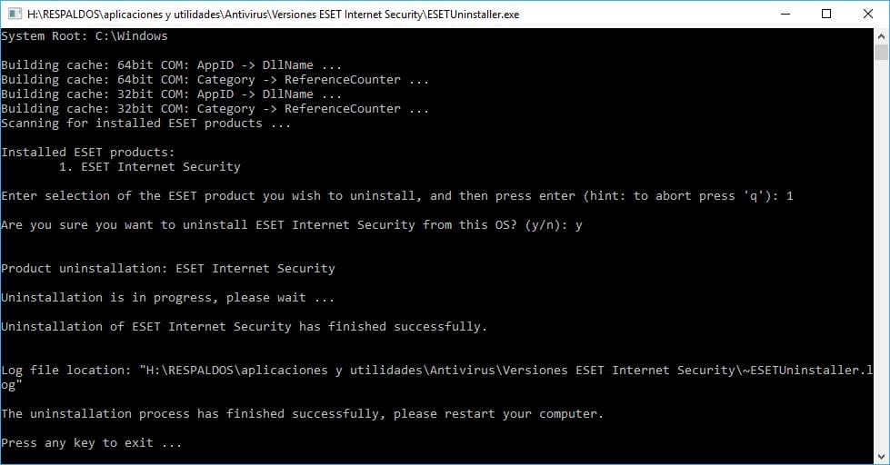 Desinstalar Eset Internet Security