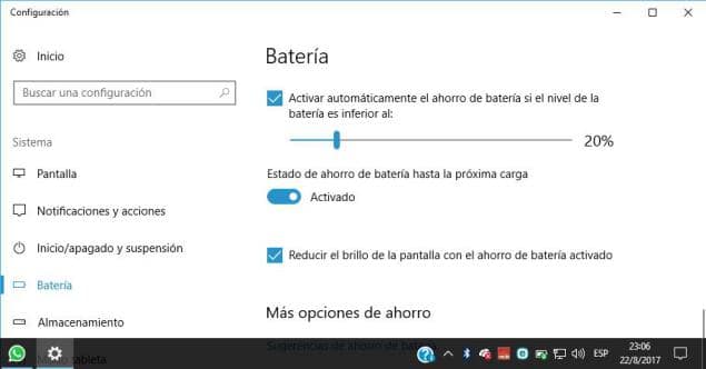 Ahorro de Batería en Windows 10: 2 formas de activar el icono verde 2 Ahorro de Batería en Windows 10