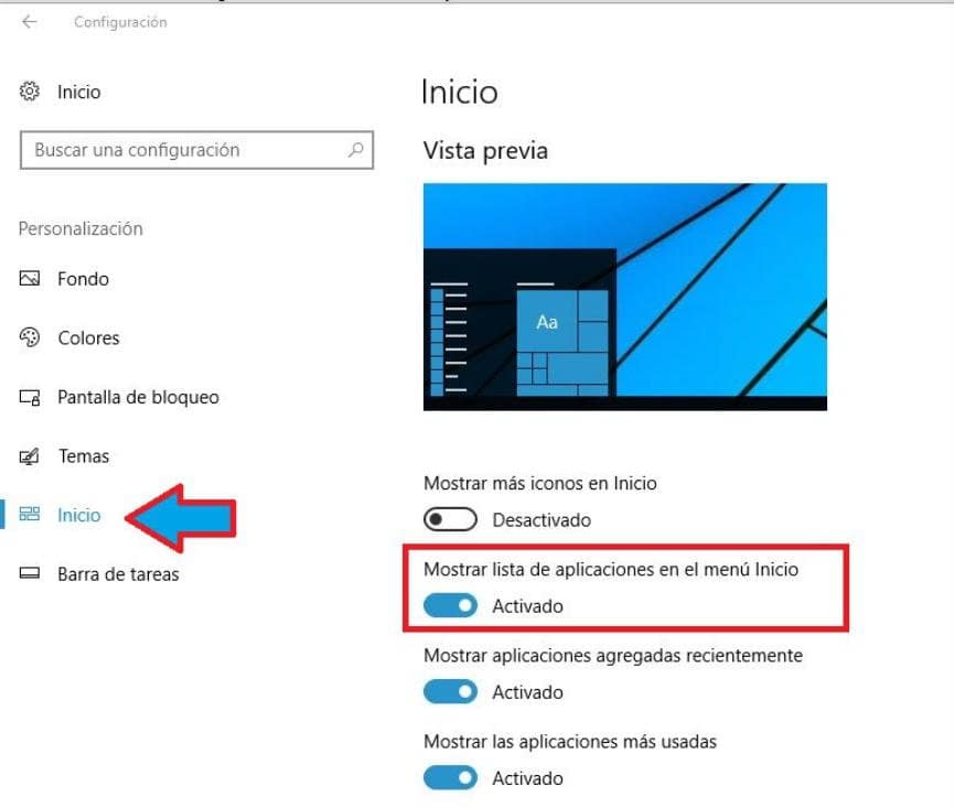 Lista de Aplicaciones en Windows 10: ¿Cómo ocultarlas en el Inicio? 1 ocultar Lista de Aplicaciones en Windows 10