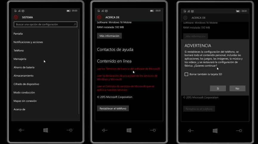 Restablecer Windows 10 Mobile: ¿Volverá a Windows Phone 8.1? 1 Restauracion de fabrica Windows 10 Mobiles