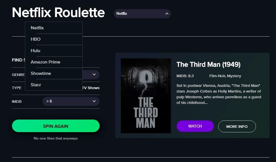 Roulette: Las Mejores Películas Netflix, HBO, Hulu y más en un solo lugar 1 Roulette NetFlix HBO hulu Amazon Prime