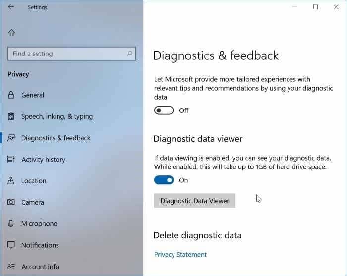 privacidad Windows 10