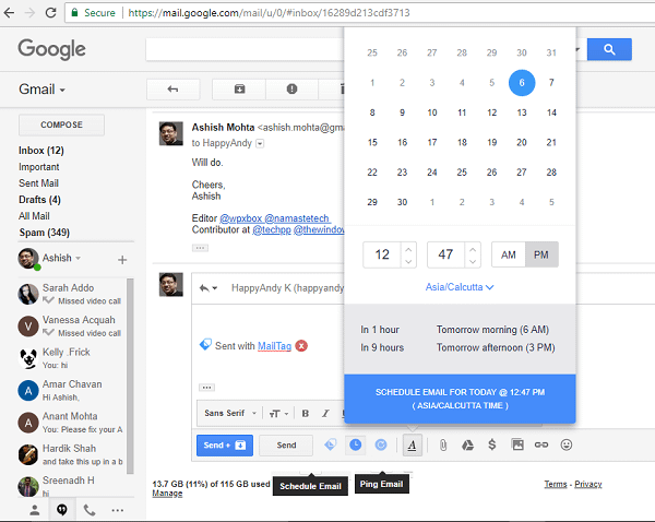 MailTag: Descubre si tus correos de Gmail han sido leídos por el destinatario 4 programar envio de email con MailTag