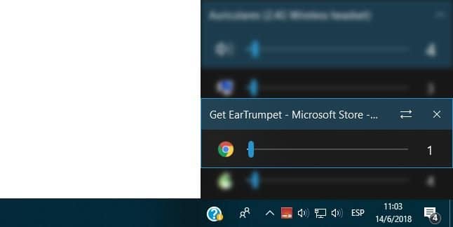 EarTrumpet: Aplicación para Cambiar Volumen Independientemente de cada entorno 9 EarTrumpet mezclador de volumen Windows 10
