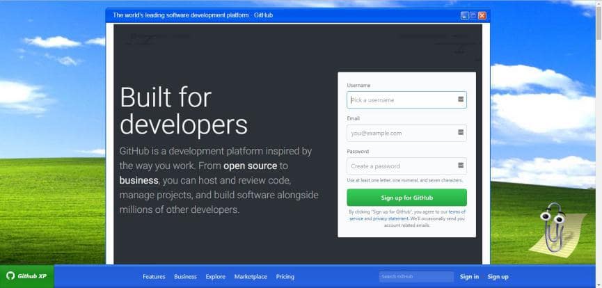 GitHub cambia de rostro a Windows XP con una extensión para Chrome 3 GitHub con pantalla de Windows XP