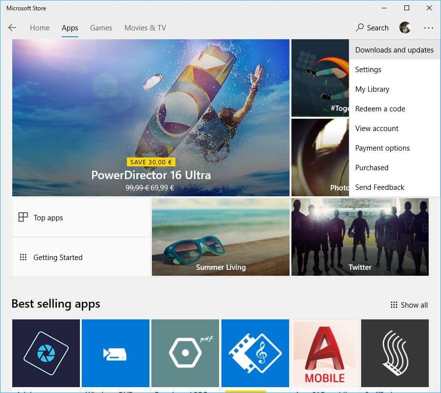 Aplicaciones en Windows 10: Cómo Buscar Actualizaciones Manualmente 1 Buscar actualizaciones manualmente en 10