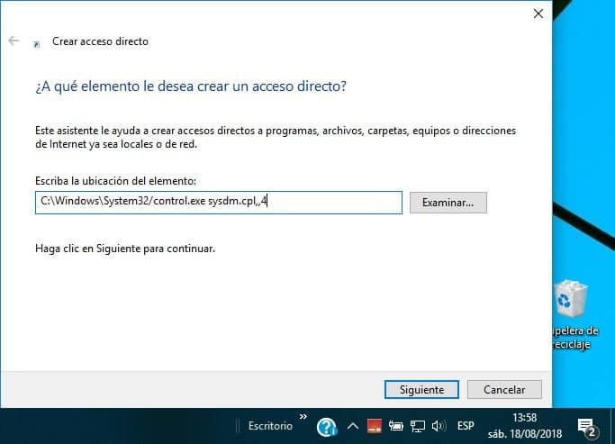Punto de Restauración en Windows 10: Cómo saber si está Activado o No 1 crear acceso directo del punto de restauracion en windows 10