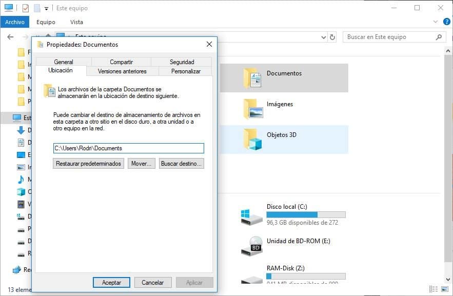 Cómo Mover la Carpeta de Documentos a otro Disco Duro en Windows 10 1 Mover la Carpeta de Documentos