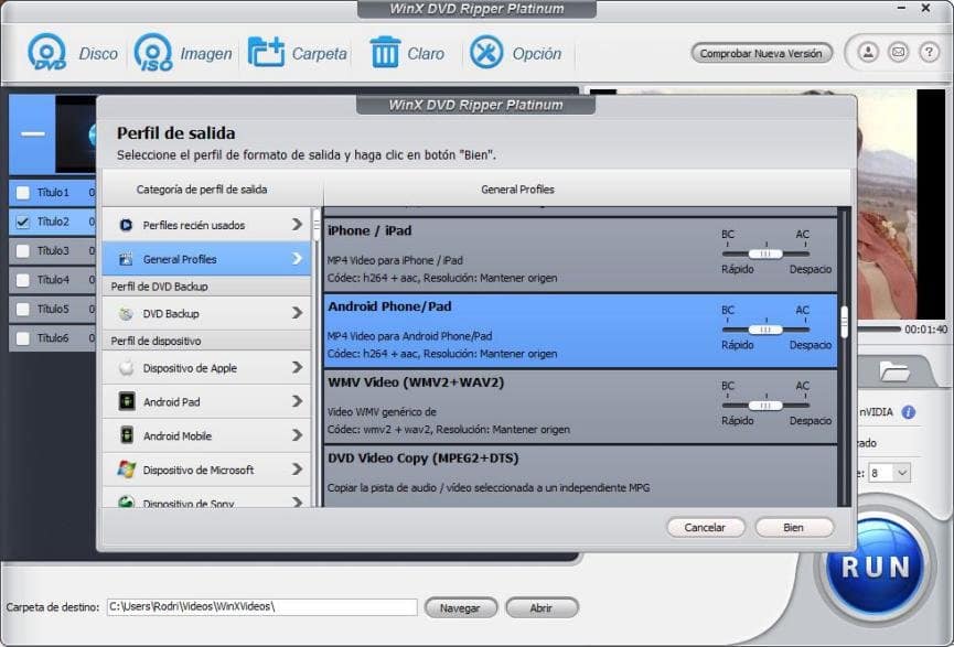 WinX DVD Ripper: Cómo convertir tus DVDs en videos para Android o iOS 3 WinX DVD Ripper