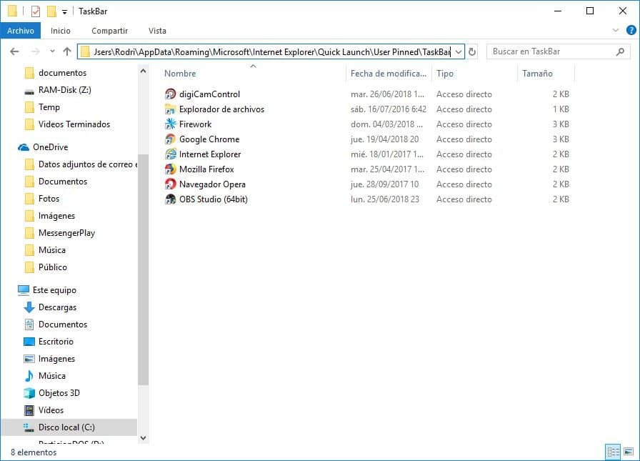 Aplicaciones en Barra de Tareas: Cómo hacer una copia de Seguridad 1 accesos directos Barra de Tareas