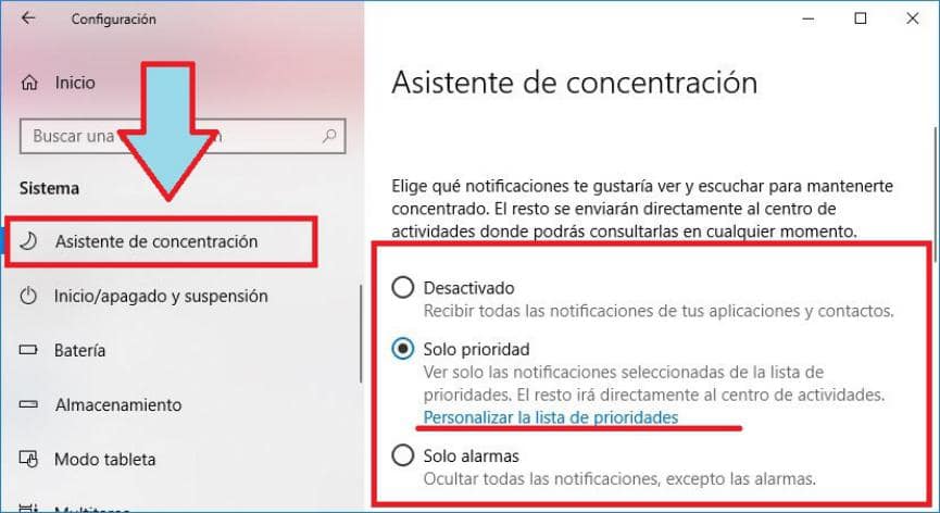 Notificaciones Windows 10: Desactivar con 2 Trucos si no las quieres ver 1 desactivar Notificaciones Windows 10 con Asistente de Concentración