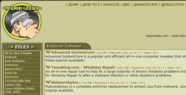Descargar Aplicaciones Gratis para Windows: 9 Sitios No Peligrosos 3 Descargar aplicaciones gratis con MajorGeeks
