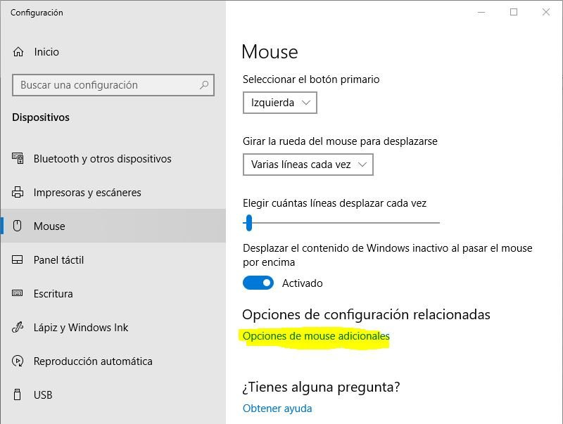 Propiedades del Ratón: ¿Dónde se encuentran en Windows 10? 2 Propiedades del Ratón en Windows 10