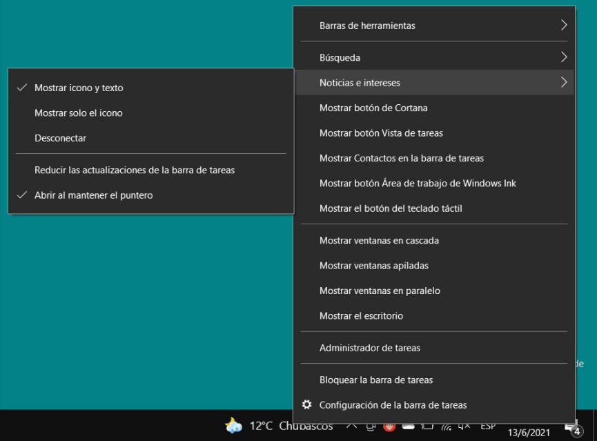 Cómo Desactivar el Botón del Clima en Windows 10 1 desactivar boton del clima en Windows 10