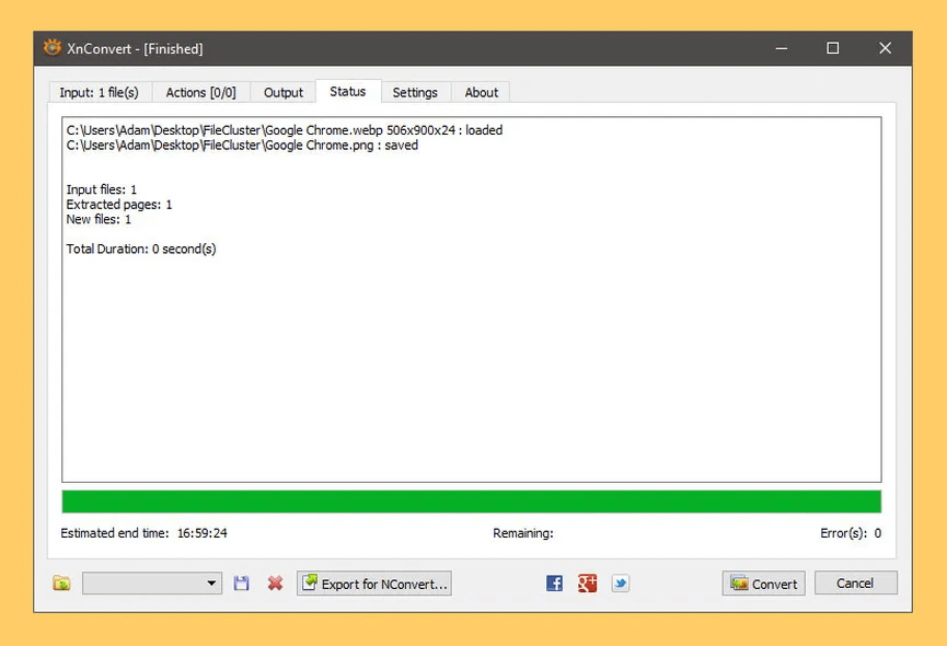 Convertir JPG a WebP con XnConvert